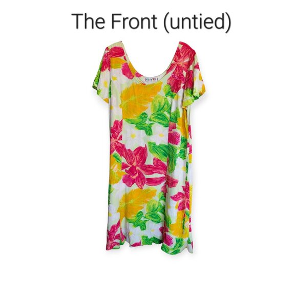 90s Jams World Vintage Hawaiian Floral Dress L - Picture 3 of 13